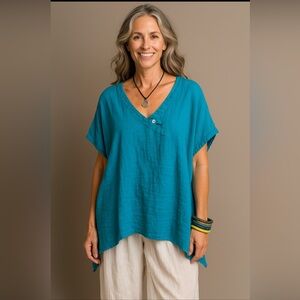 Oh My Gauze! NWT Blue  Mike Tunic Size 3 US 2XL